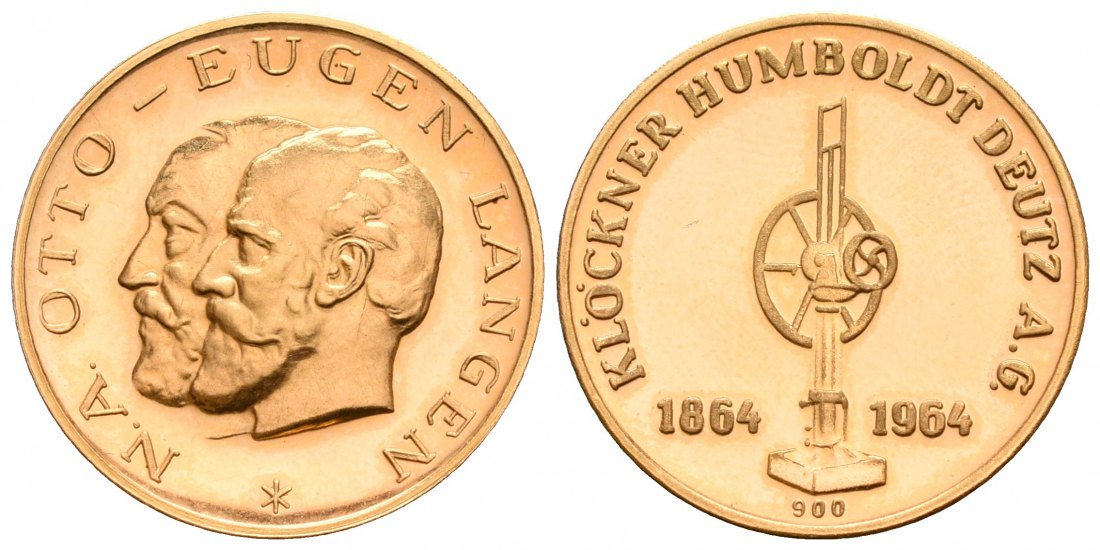 PEUS 6778 BRD 6,46 g Feingold. Klöckner Humboldt Deutz AG Goldmedaille 1964 Vorzüglich +