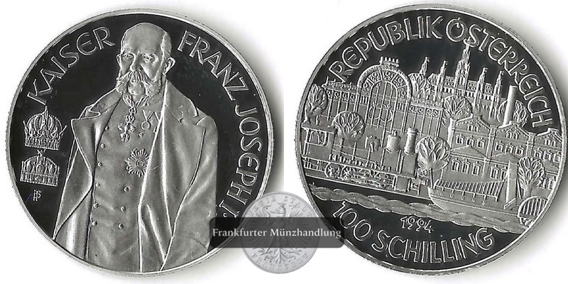  Österreich, 100 Schilling 1994 Kaiser Franz Joseph I. FM-Frankfurt  Feinsilber: 18g   
