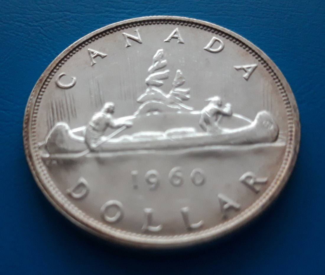 Kanada Kanu/Yoyageur- Pelzhändler 1 Dollar Kanu 1960 vz+