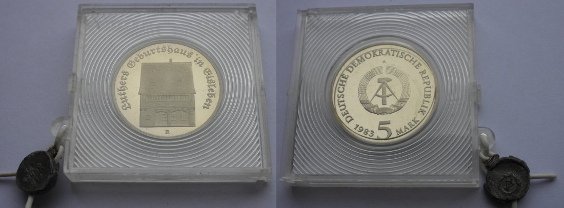  DDR Gedenkmünze Jaeger Nr 1590 - 5 Mark 1983 Luthers Geburtshaus in Eisleben Polierte Platte ( PP )   