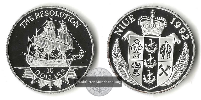  Niue  10 Dollar  1992  Resolution   FM-Frankfurt     Feinsilber: 29,05g   
