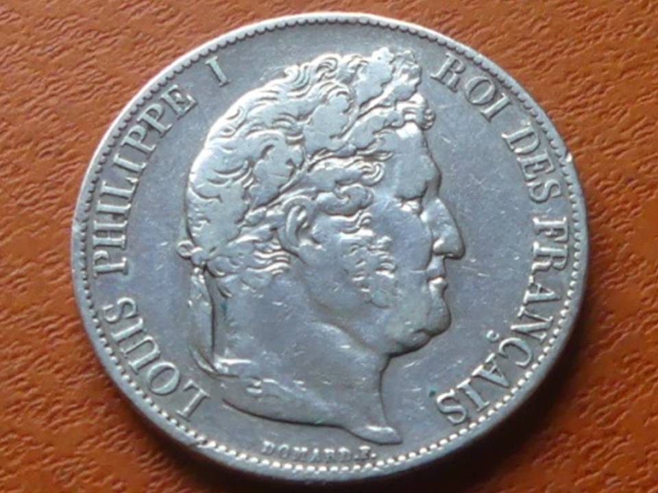  Große Silbermünze Frankreich 5 Francs 1848 „Louis Philippe I“   