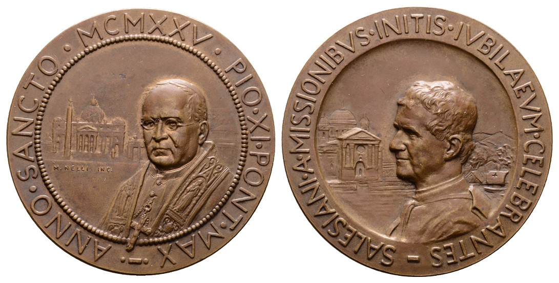 Linnartz VATIKAN, Pius XI., Bronzemedaille 1925, (M. Nelli), 50,5 mm, 49,76g, fast stgl   