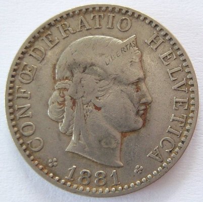  Schweiz 20 Rappen 1881 B   