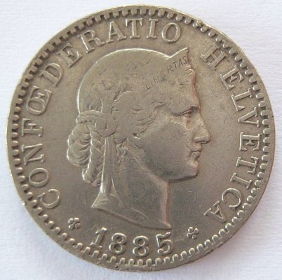  Schweiz 20 Rappen 1885 B   