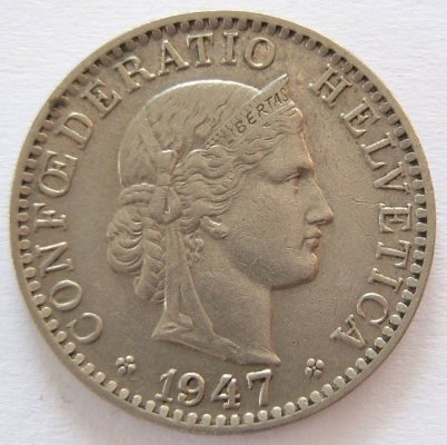  Schweiz 20 Rappen 1947 B   