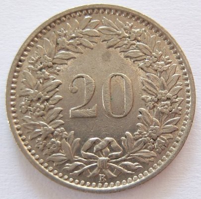  Schweiz 20 Rappen 1955 B   