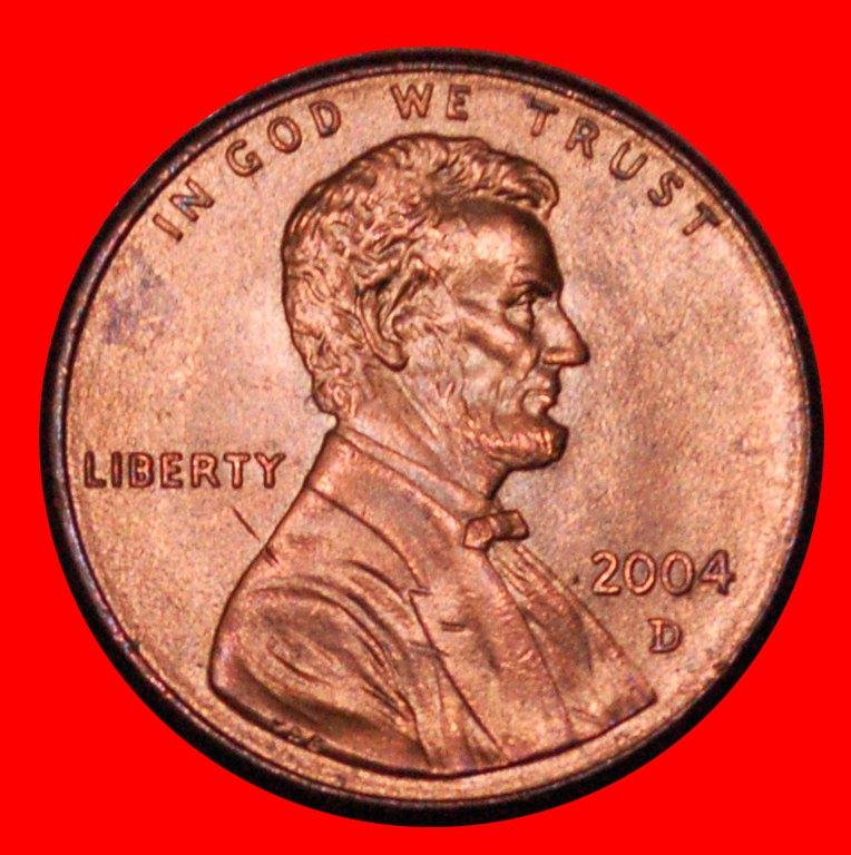* MEMORIAL (1982-2008): USA ★ 1 CENT 2004D! STG STEMPELGLANZ! LINCOLN (1809-1865) ★OHNE VORBEHALT!