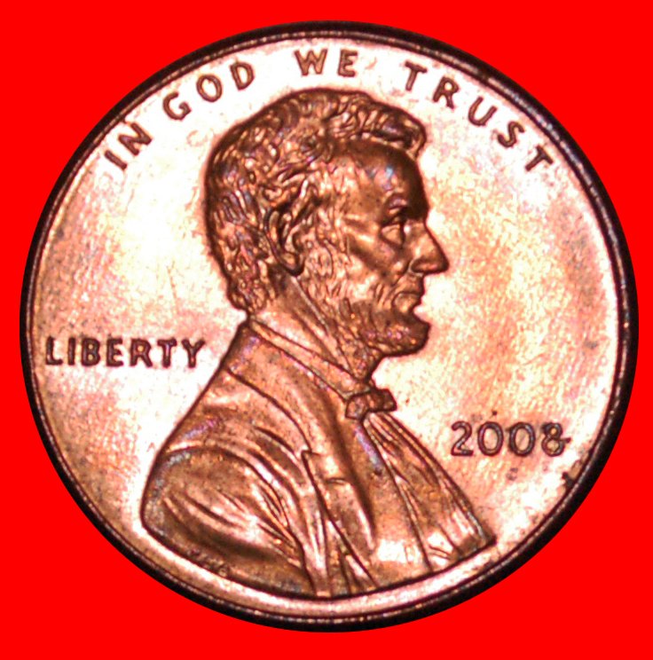  * MEMORIAL (1982-2008): USA ★ 1 CENT 2008! STG STEMPELGLANZ! LINCOLN (1809-1865) ★OHNE VORBEHALT!   