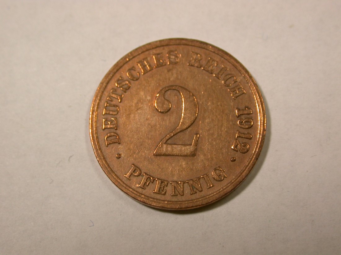F14 KR 2 Pfennig 1912 G in ss+ gereinigt Originalbilder