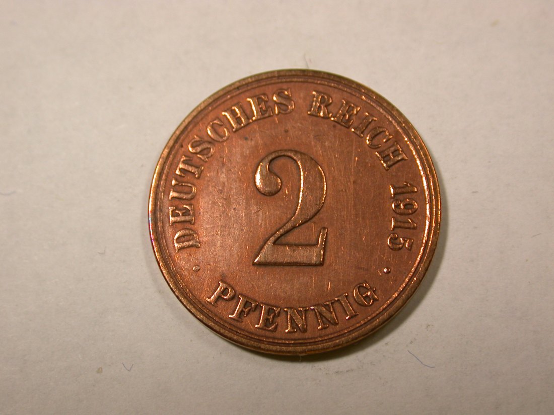 F14 KR 2 Pfennig 1915 A in ss+, geputzt Originalbilder