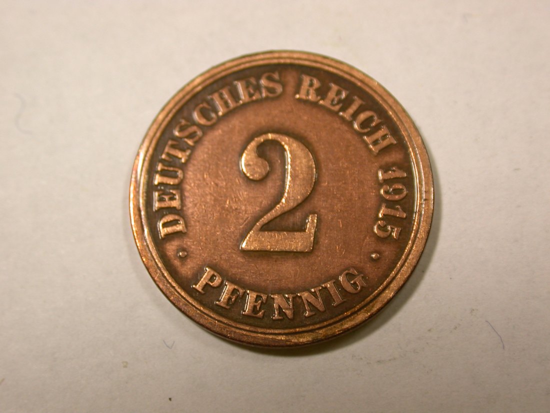 F14 KR 2 Pfennig 1915 F in ss, zaponiert Originalbilder