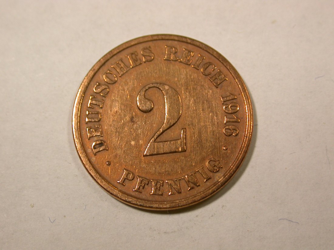 F14 KR 2 Pfennig 1916 J in ss, geputzt Originalbilder