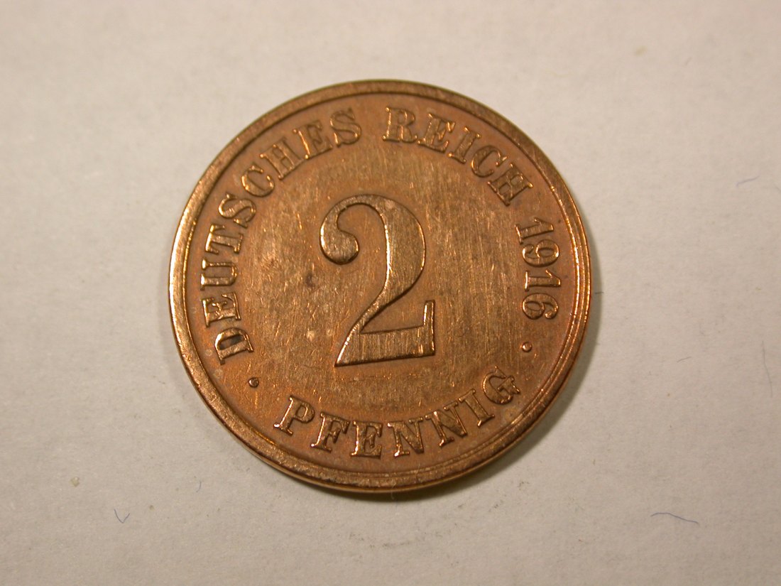  F14  KR  2 Pfennig  1916 J in ss, geputzt    Originalbilder   