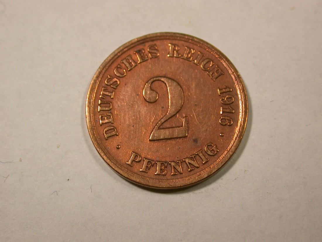 F14 KR 2 Pfennig 1916 F in ss, geputzt Originalbilder