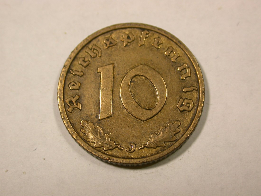 F14 3.Reich 10 Pfennig 1937 J in ss, Rdf. Originalbilder