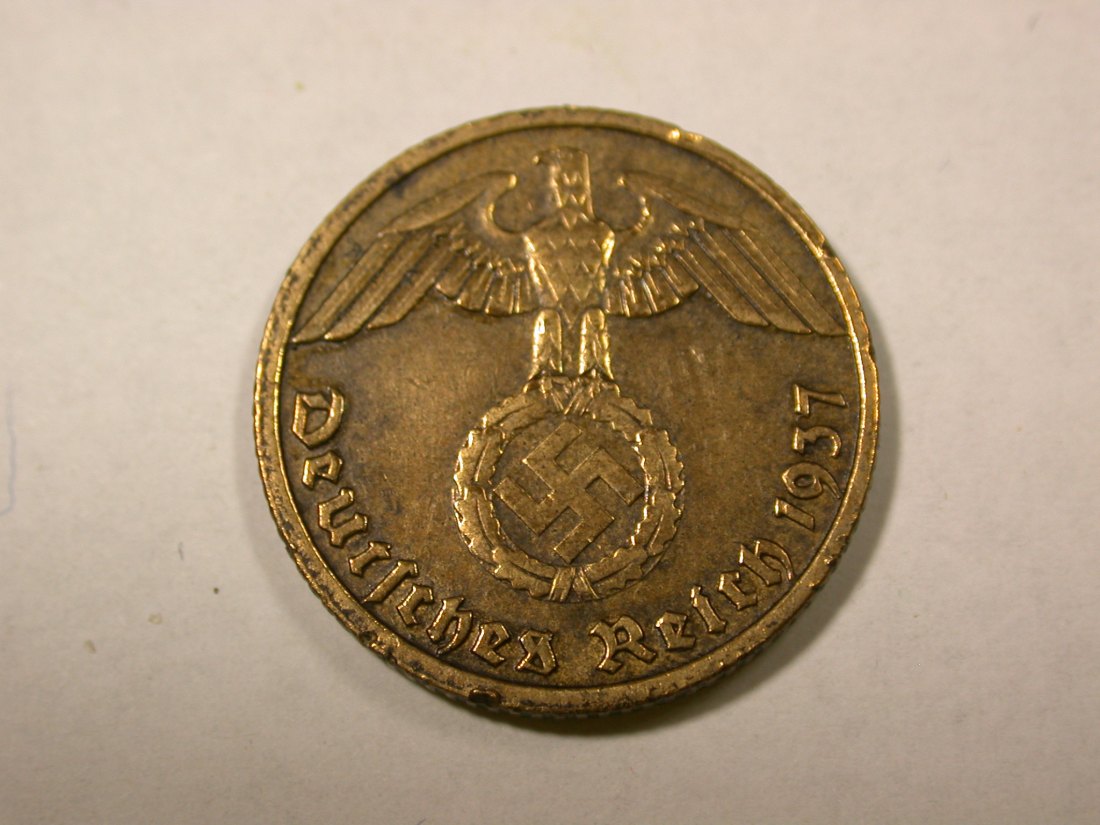  F14  3.Reich  10 Pfennig  1937 J in ss, Rdf.    Originalbilder   