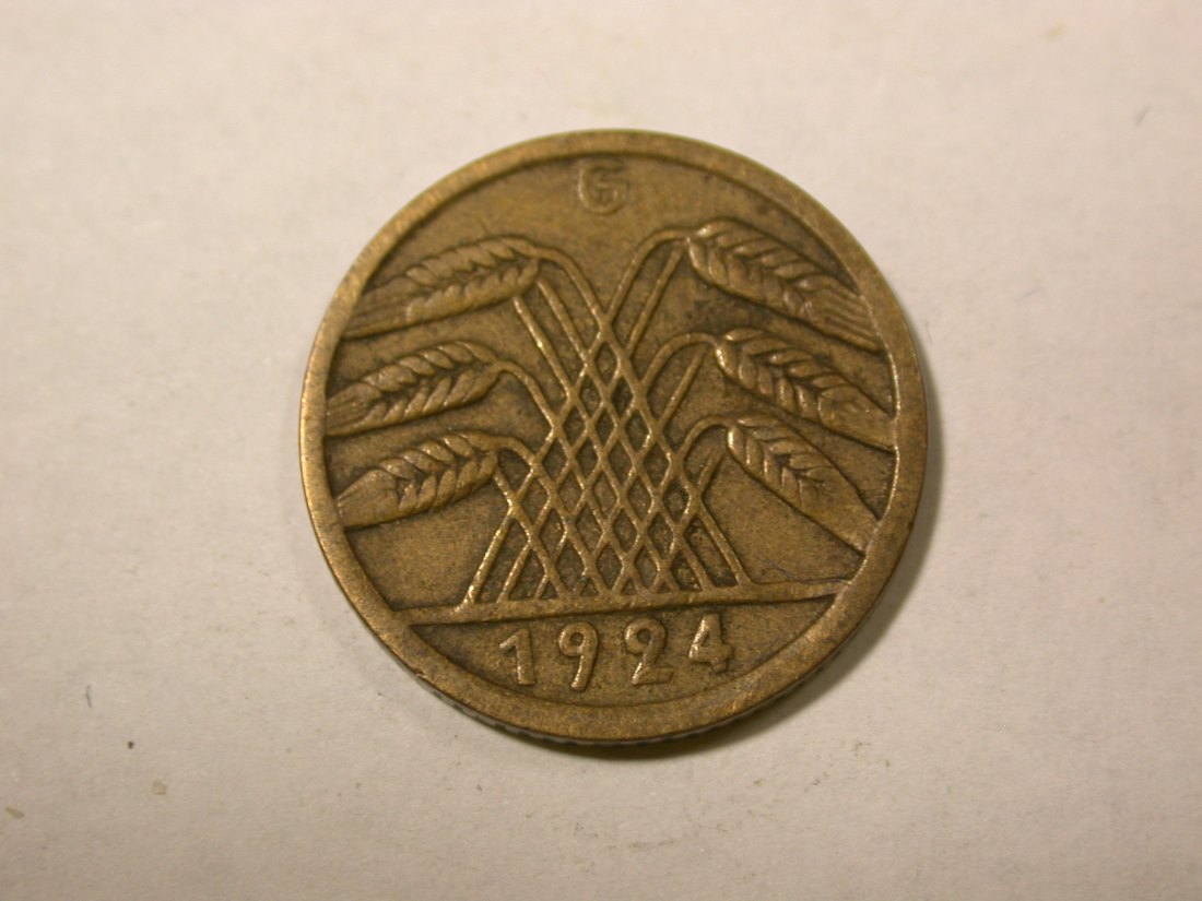  F14  Weimar  5 Renten Pfennig 1924 G in ss+, Prägefehler   Originalbilder   