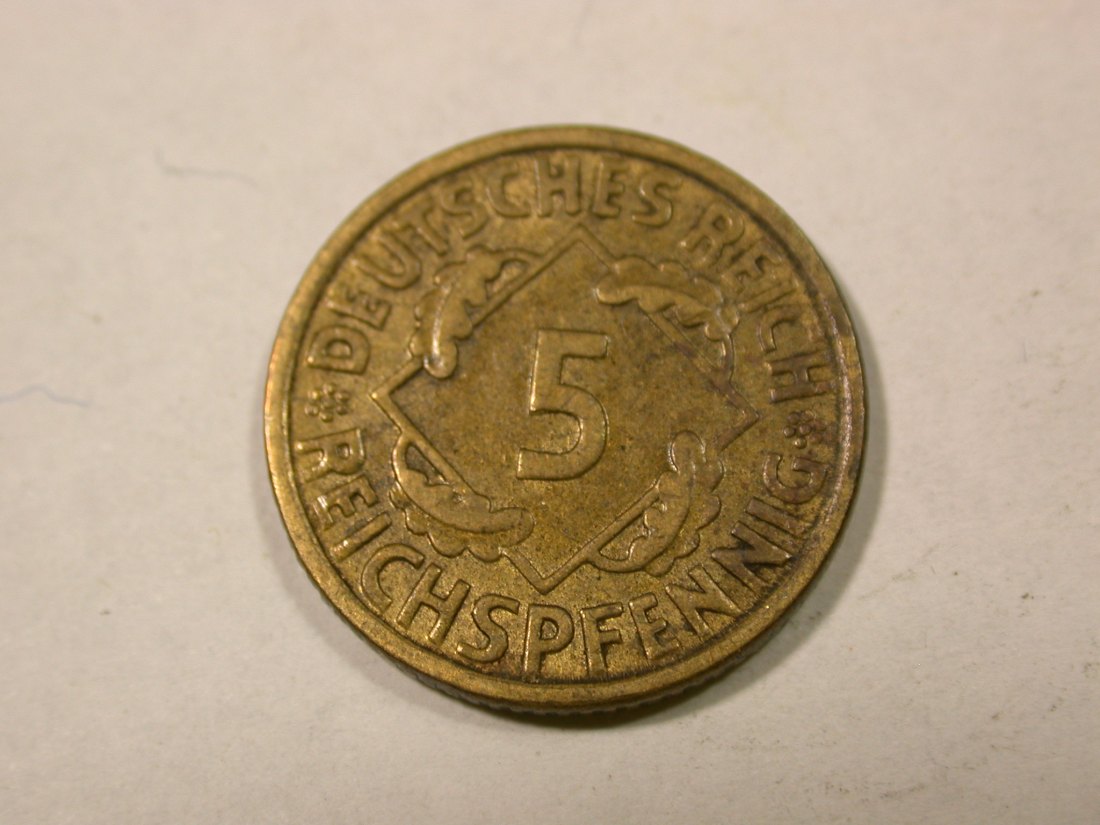  F14  Weimar  5 Reichs Pfennig  1936 A in ss-vz  Originalbilder   