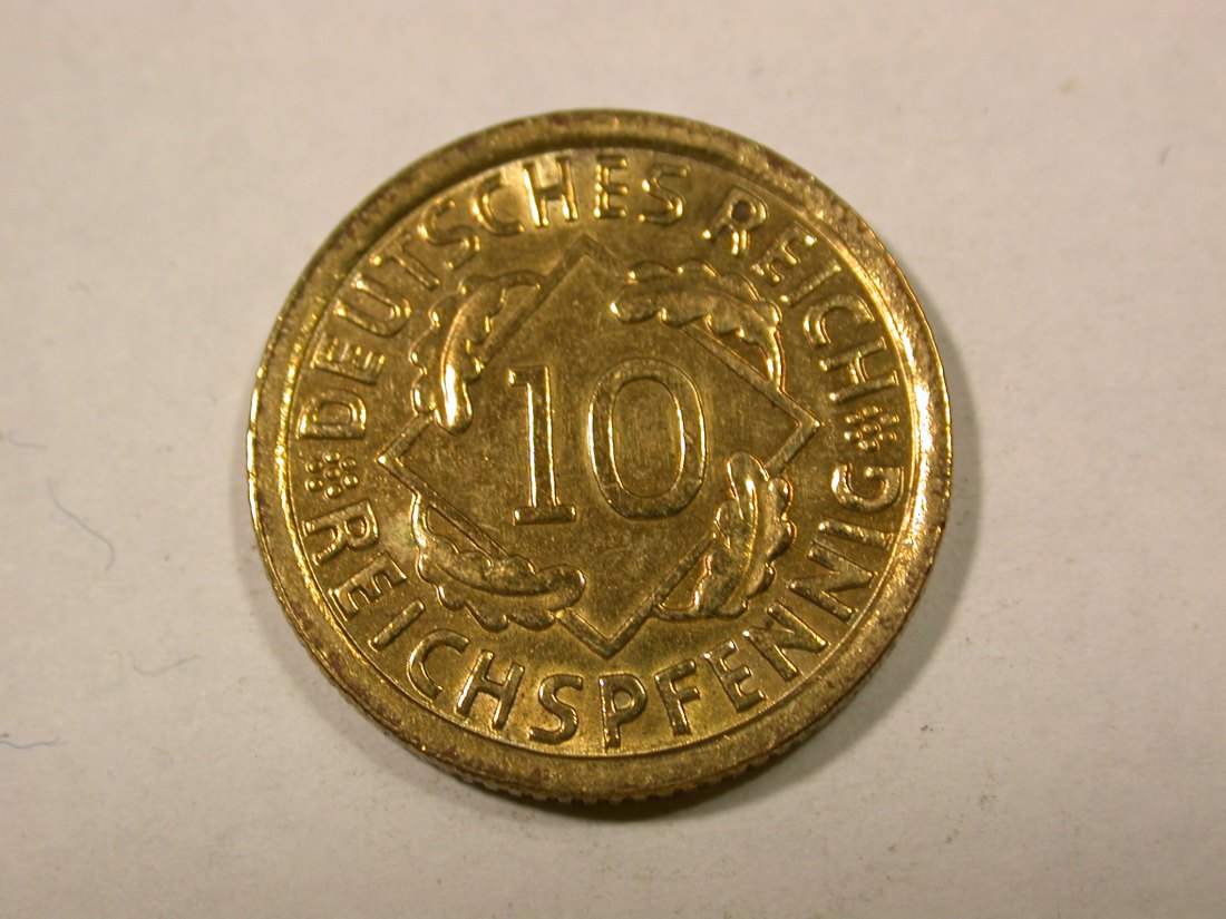 F14 Weimar 10 Reichs Pfennig 1929 G in vz/vz+ geputzt Originalbilder