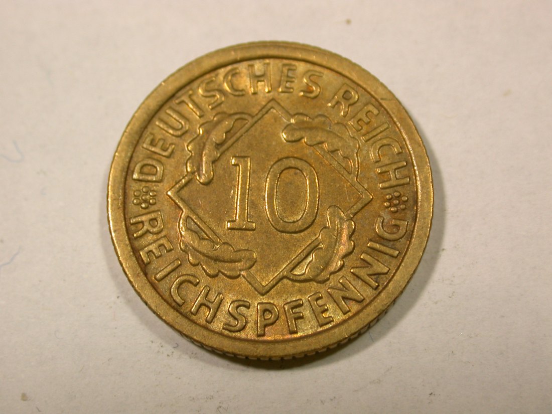  F14  Weimar  10 Reichs Pfennig  1935 E in vz-st  Originalbilder   