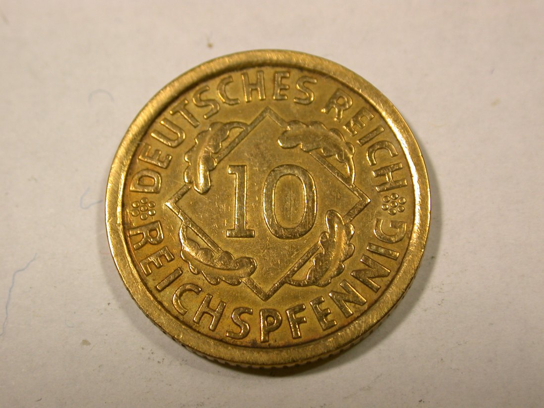 F14 Weimar 10 Reichs Pfennig 1936 J in vz/vz+ Originalbilder