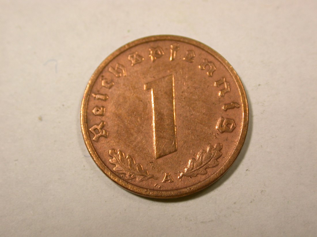 F14 3.Reich 1 Pfennig 1938 A in ss+ Originalbilder