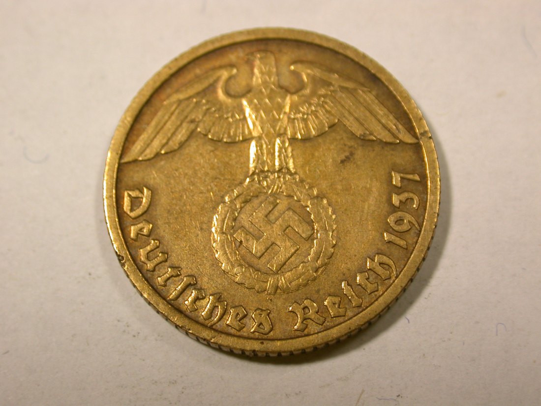  F14  3.Reich  10 Pfennig  1937 D in f.ss  Originalbilder   