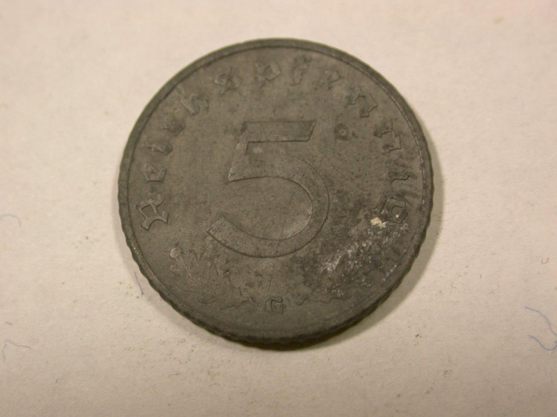 F14 3.Reich 5 Pfennig 1943 G in ss Originalbilder