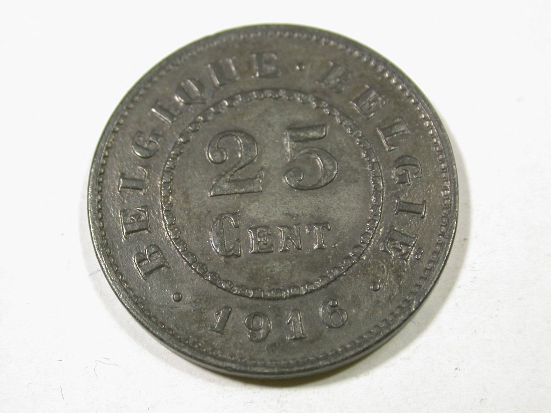 F14 Belgien 25 Centime 1916 in vz-st ! Originalbilder