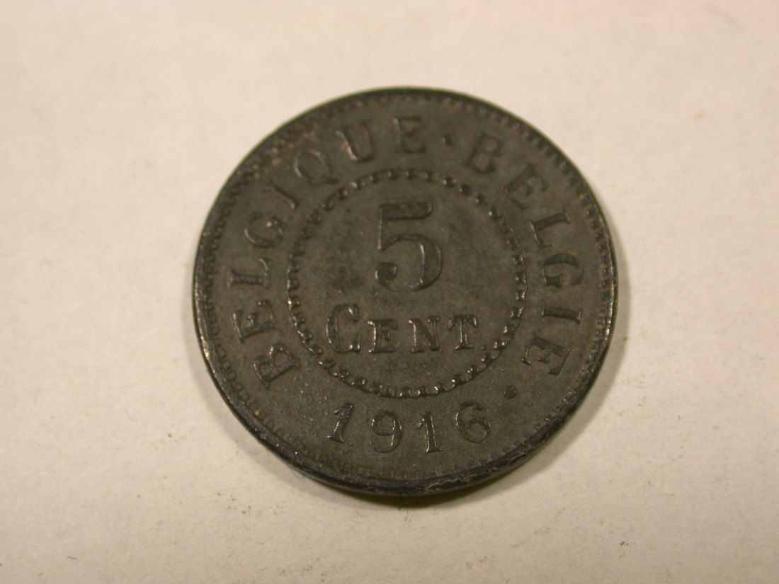 F14 Belgien 5 Centime 1916 in f.vz Originalbilder
