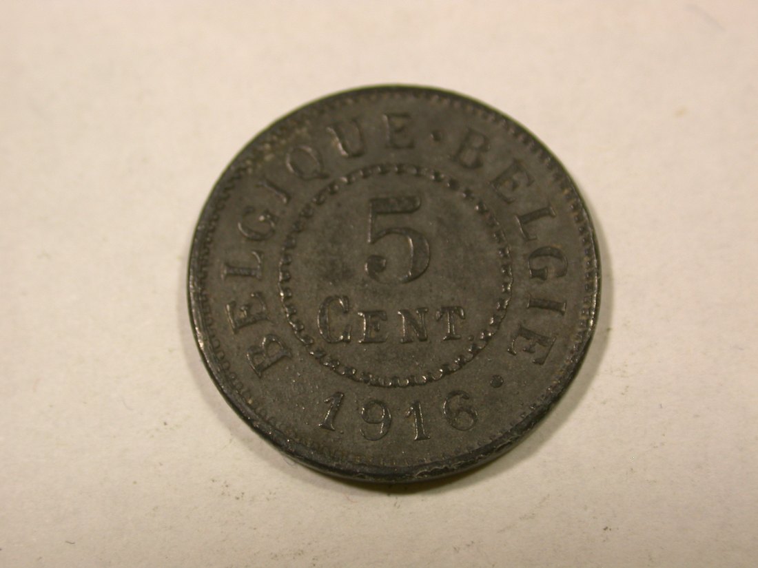  F14  Belgien  5 Centime  1916 in f.vz  Originalbilder   