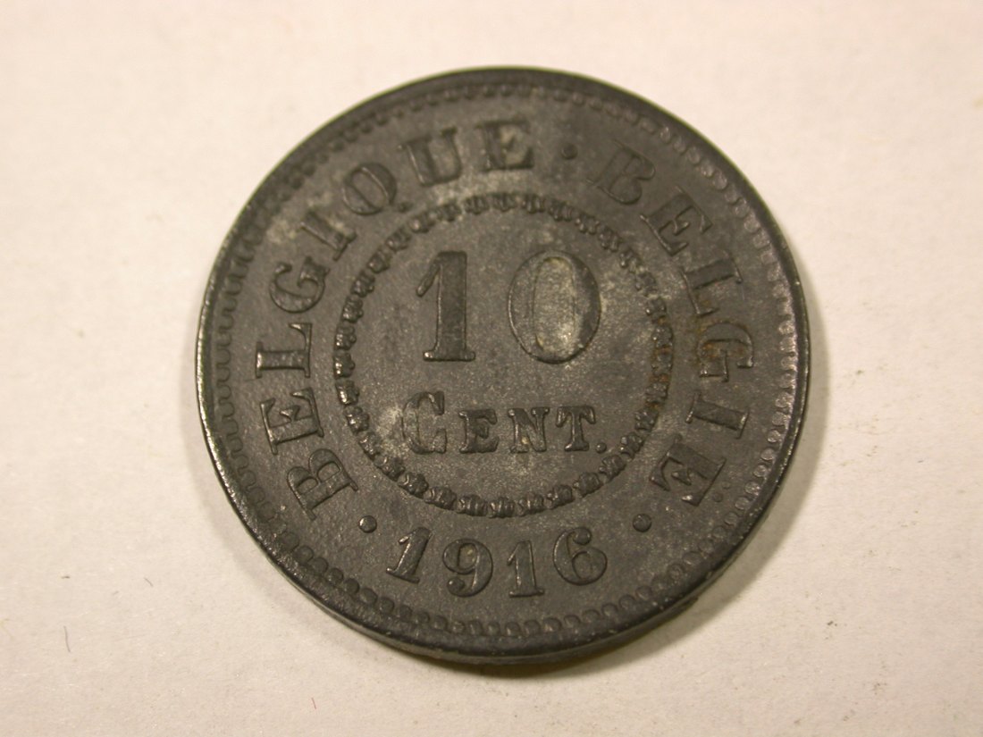  F14  Belgien  10 Centime  1916 in vz+ Originalbilder   