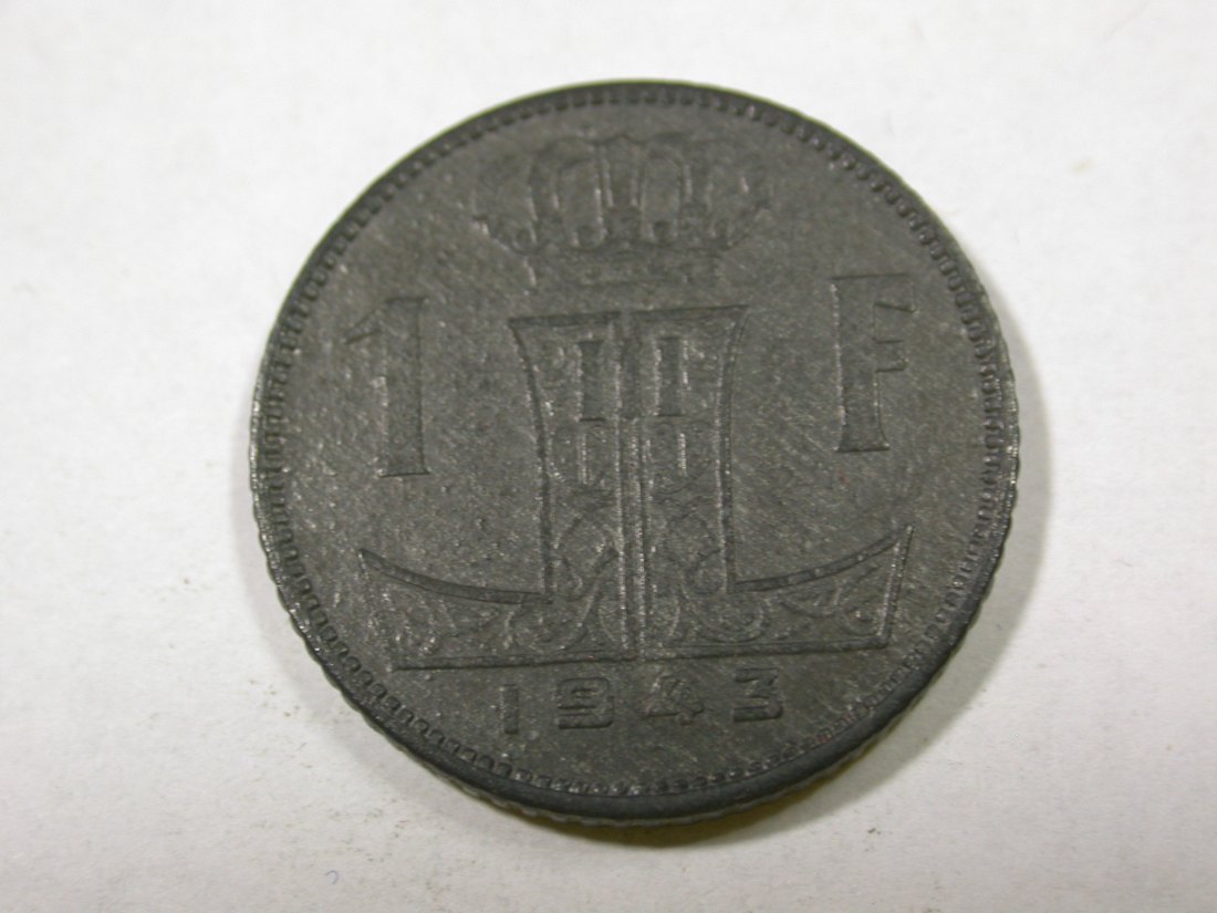  F14  Belgien  1 Franc  1943 in vz+   Originalbilder   