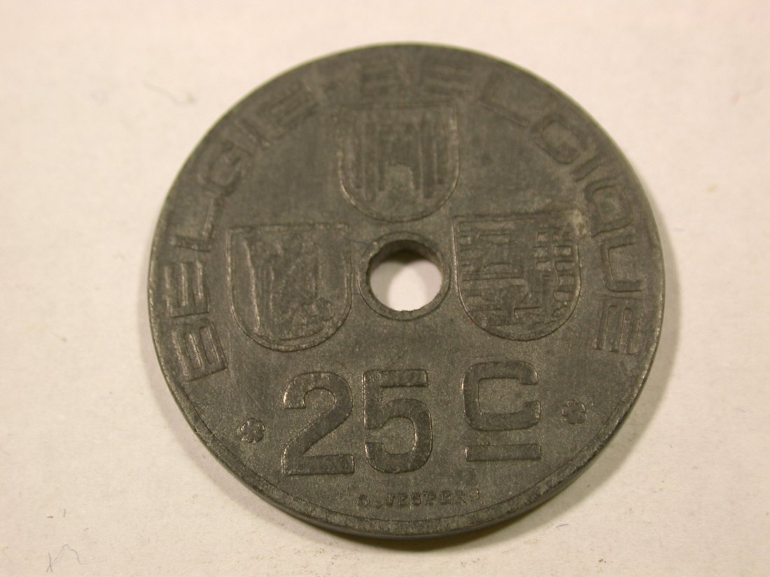 F14 Belgien 25 Centime 1943 in ss Originalbilder