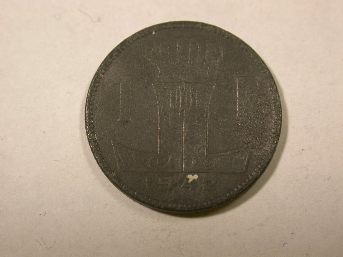  F14  Belgien  1 Franc 1942 in ss  Originalbilder   