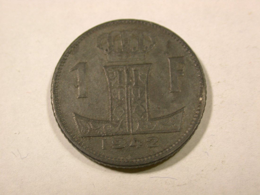 F14 Belgien 1 Franc 1942 in ss+/f.vz Originalbilder
