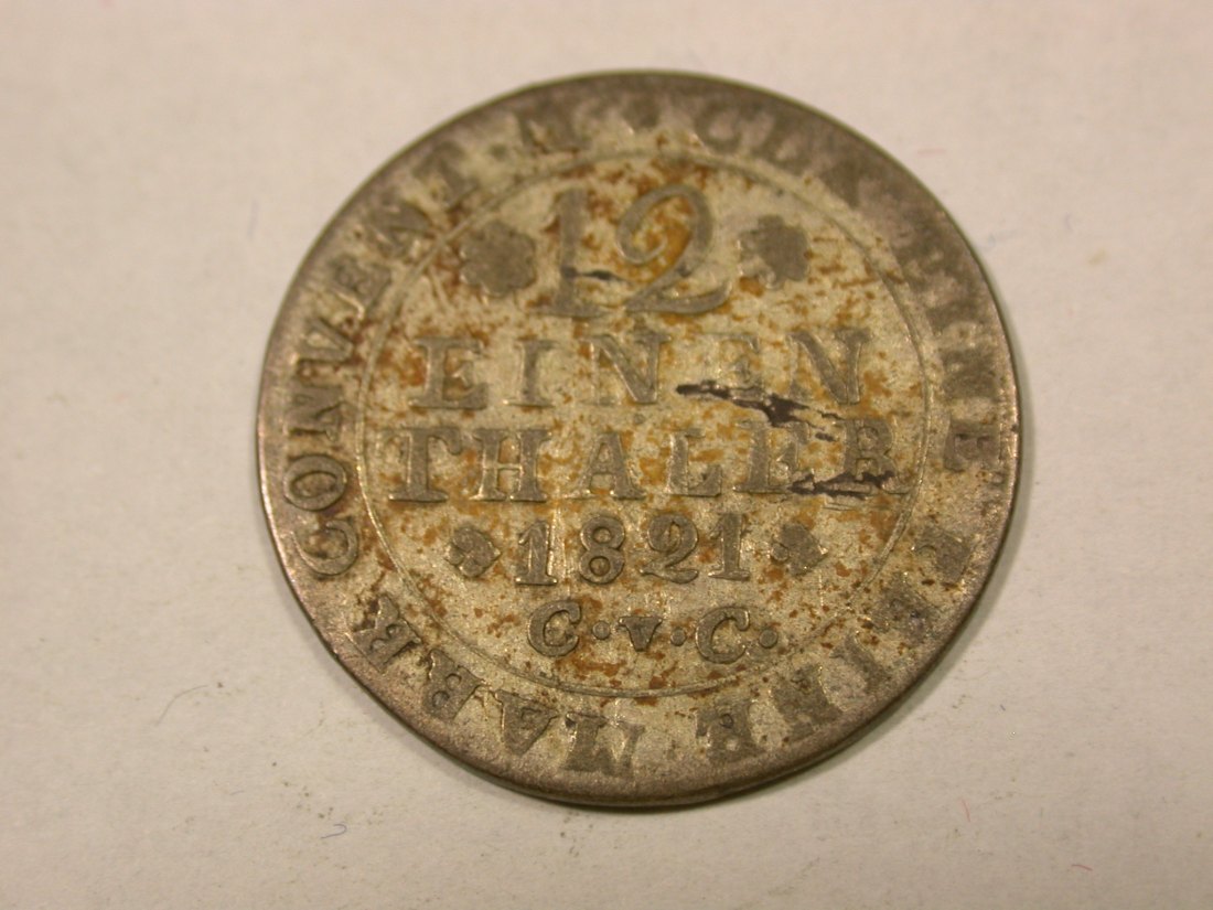 F14 Braunschweig Lüneburg 1/12 Taler 1821 in f.ss Originalbilder