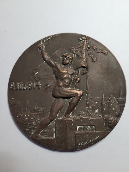  Küchler Medaille 1914 v.Beseler Bezwinger Antwerpens Golden Gate Koblenz Frank Maurer i716   