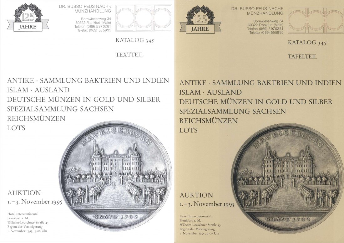 Busso Peus (Frankfurt) Auktion 345 (1995) Antike Sammlung Baktrien & Indien /Spezialsammlung Sachsen