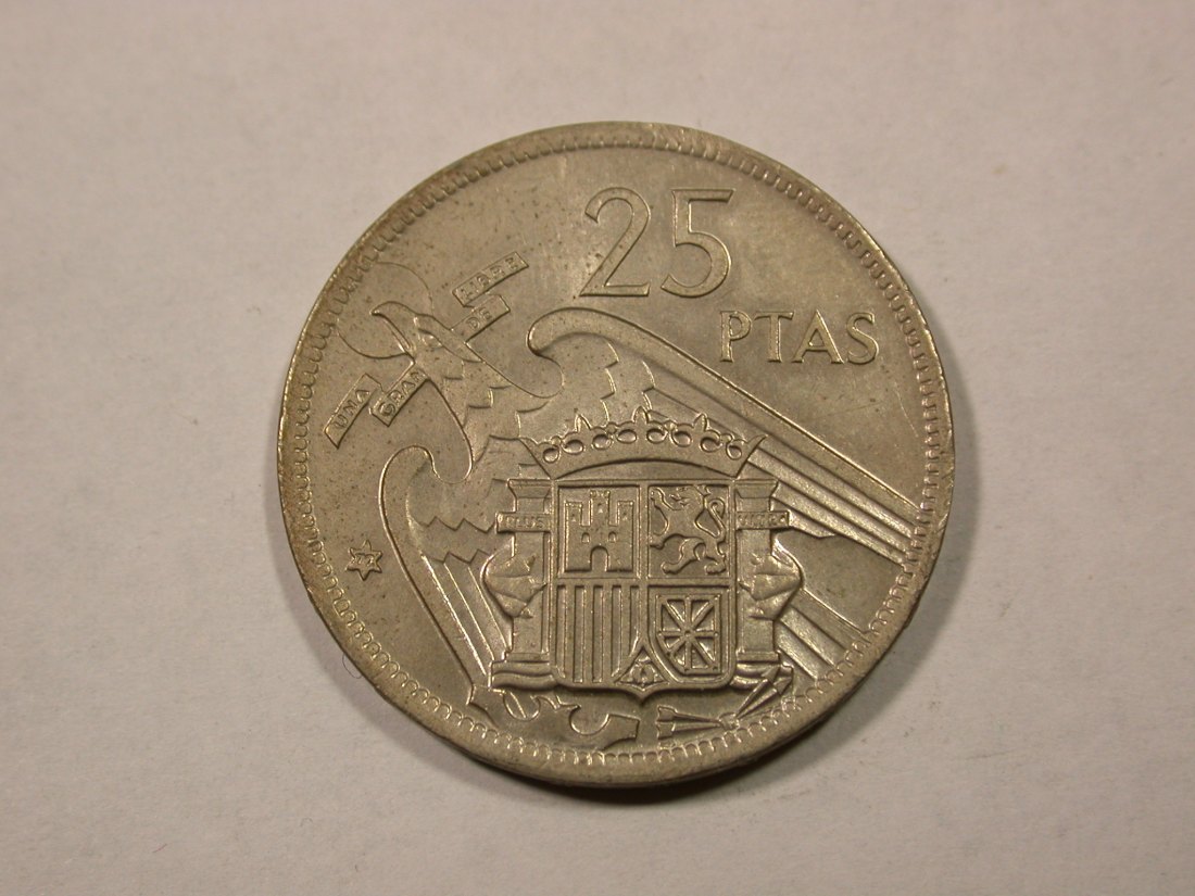  F15  Spanien 25 Pesetas Franco 1957  (1972) in vz/vz-st Originalbilder   