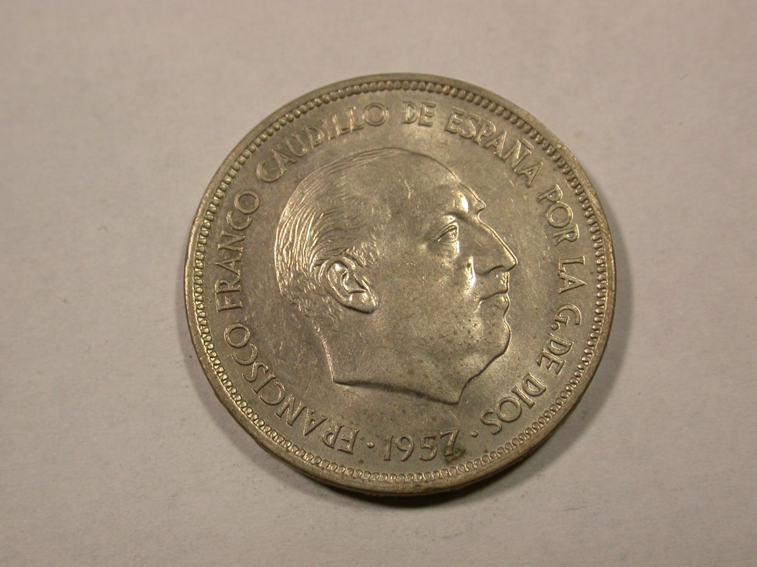  F15  Spanien 25 Pesetas Franco 1957  (1972) in vz/vz-st Originalbilder   