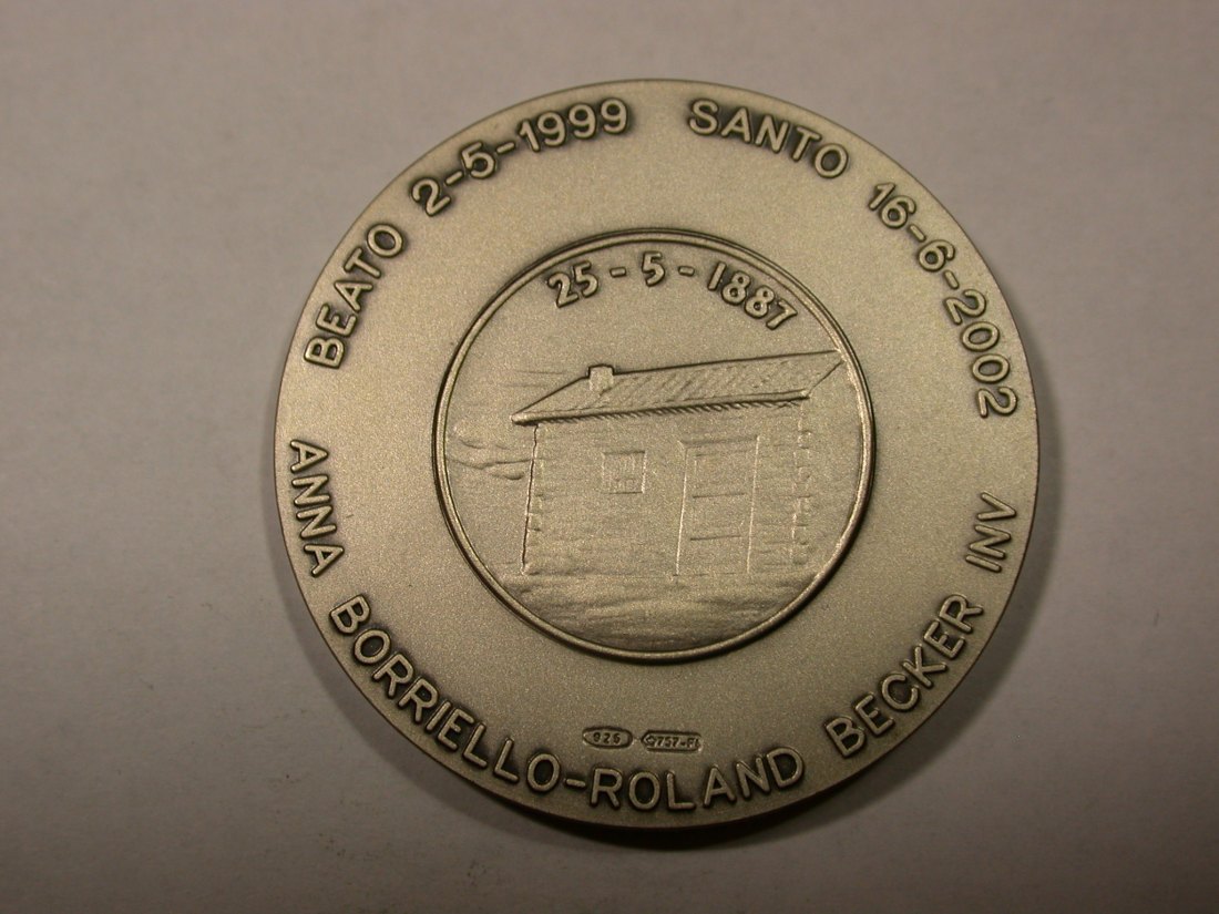  F15  Italien  Pater Pio gr. Medaille 2002 von Becker nur 30 Auflage in 35 Gr. Silber  Originalbilder   