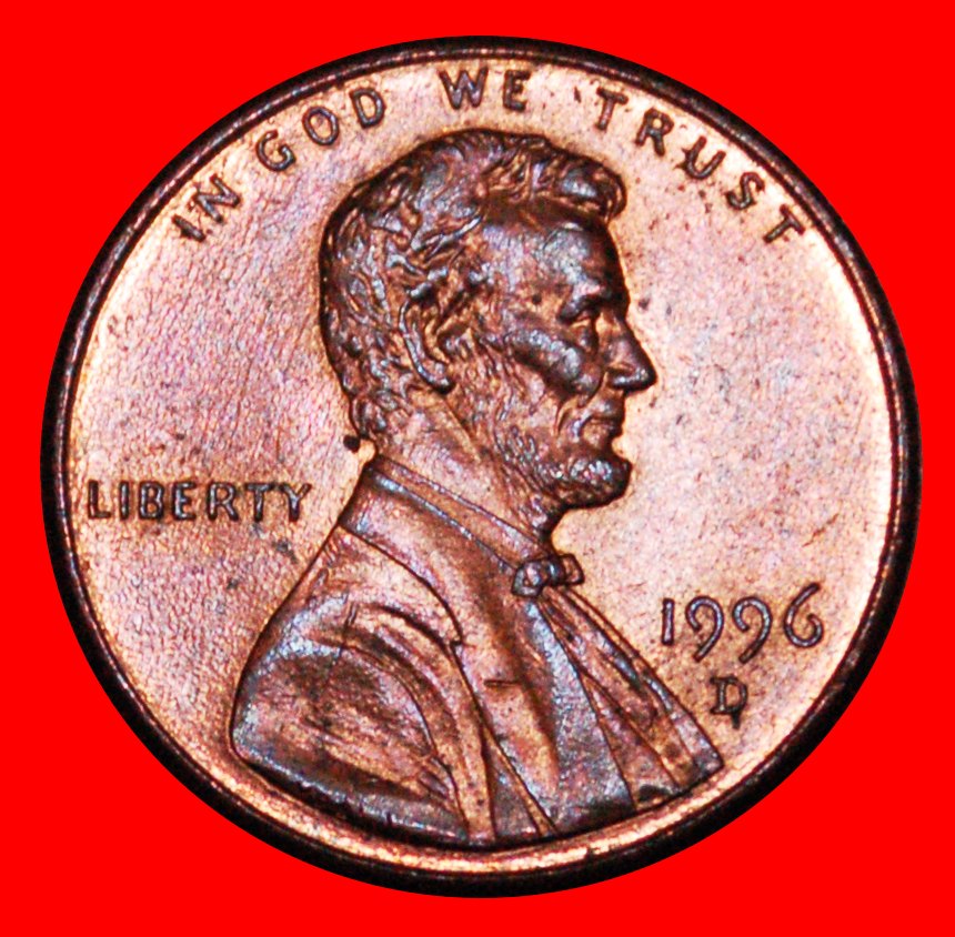 * MEMORIAL (1982-2008): USA ★ 1 CENT 1996D! STG STEMPELGLANZ! LINCOLN (1809-1865)★OHNE VORBEHALT!