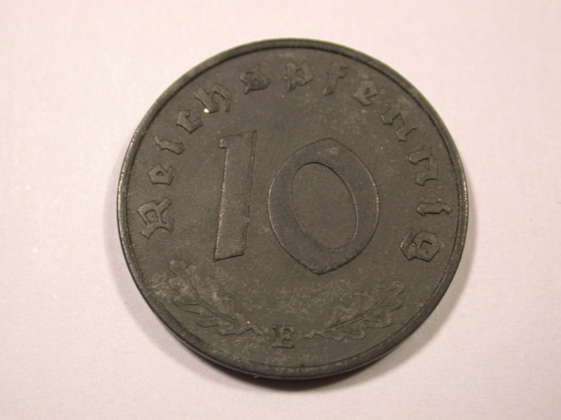  F16  3.Reich  10 Pfennig 1943 E in ss-vz  Originalbilder   