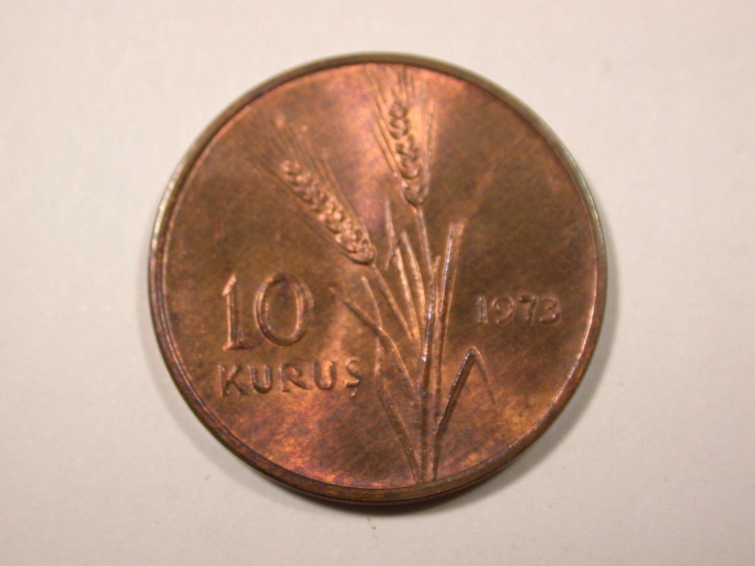 F16 Türkei 10 Kurus 1973 in UNC, f.ST Originalbilder
