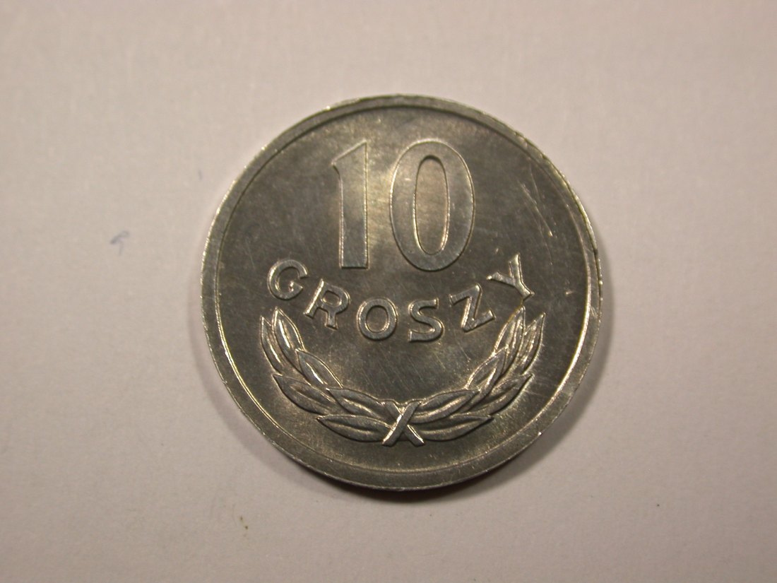 F16 Polen 10 Groszy 1965 in UNC, f.ST Originalbilder