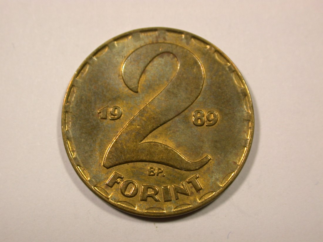 F16 Ungarn 2 Forint 1989 in vz-st, f.st Originalbilder