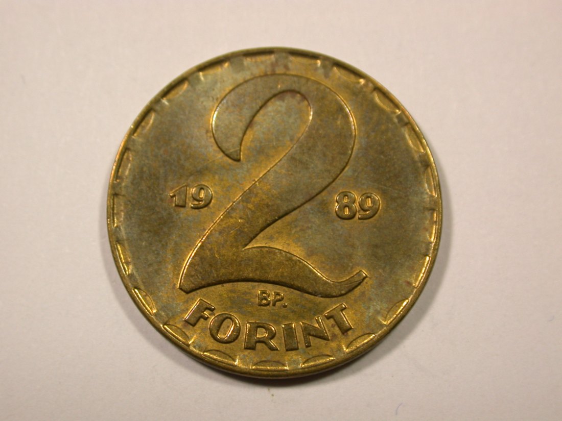  F16  Ungarn  2 Forint 1989 in vz-st, f.st     Originalbilder   