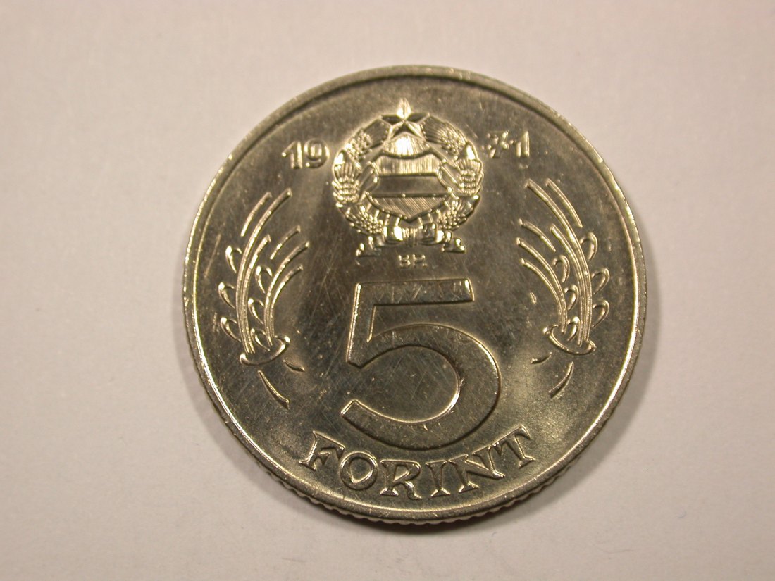  F16  Ungarn  5 Forint 1971 in vz-st/f.st     Originalbilder   